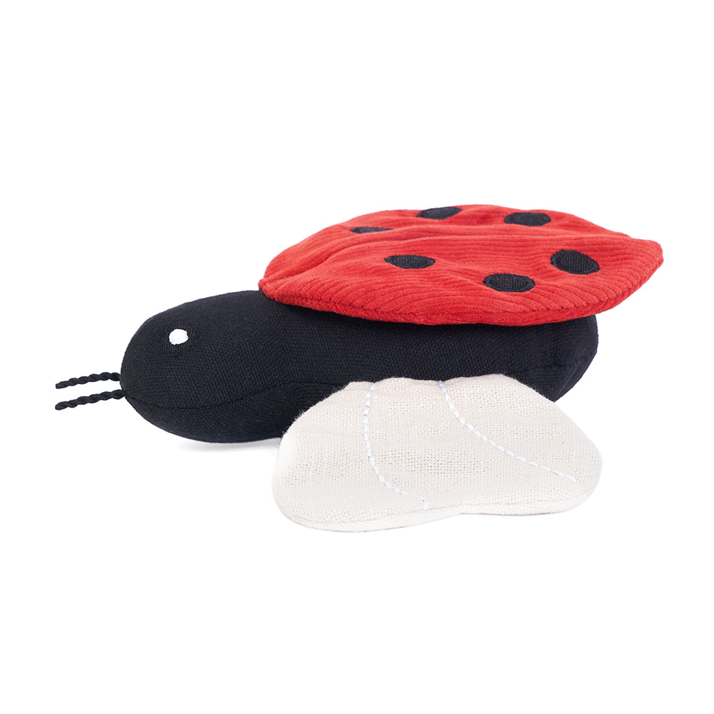 ZippyPaws ecoZippy Courduroy Critter Plush Dog Toy, Ladybug