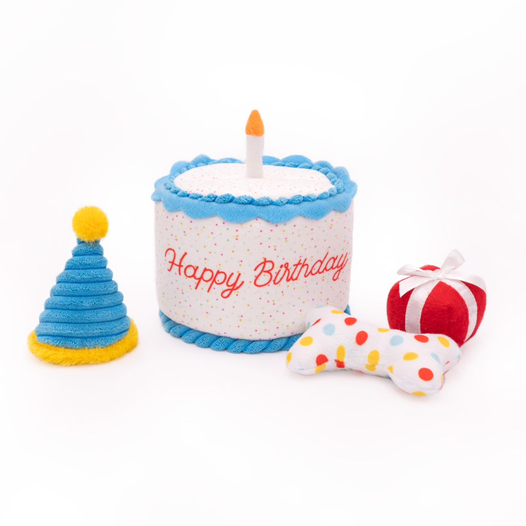 ZippyPaws Zippy Burrow™ Plush Dog Toy, Birthday Cake