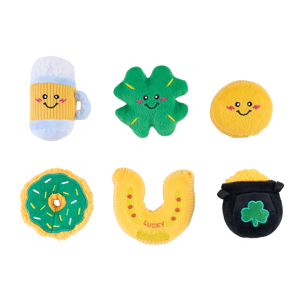 ZippyPaws St Patrick's Day 2026 Lucky Charms Plush Dog Toy, Miniz 6pk