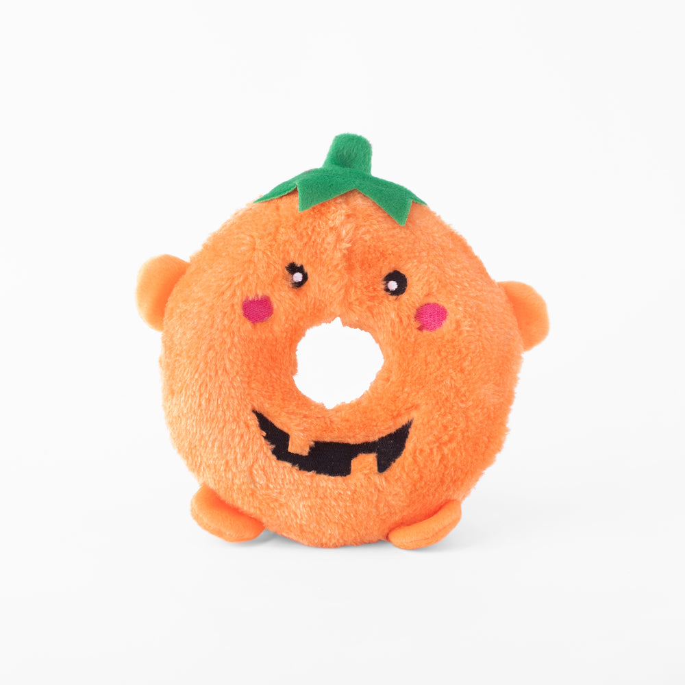 Zippy Paws Halloween 2025 Donut Buddies Plush Dog Toy, Pumpkin