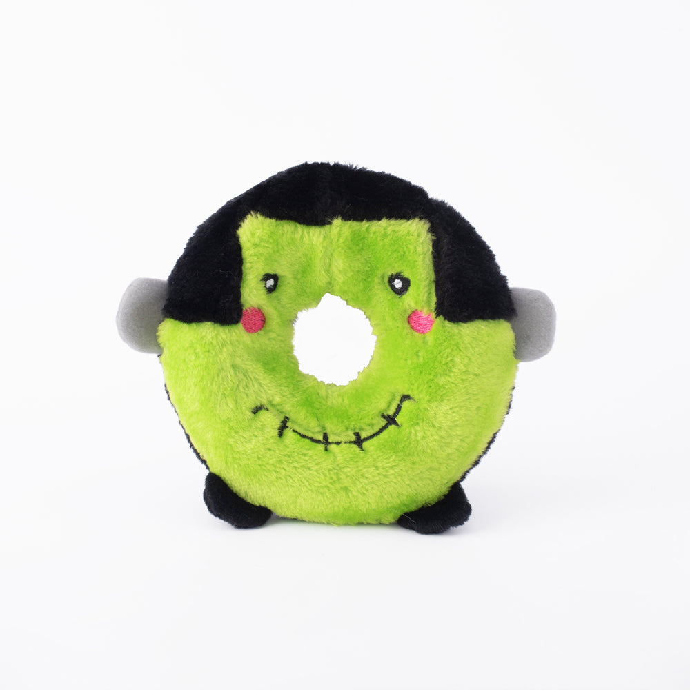 Zippy Paws Halloween 2025 Donut Buddies Plush Dog Toy, Frankenstein's Monster