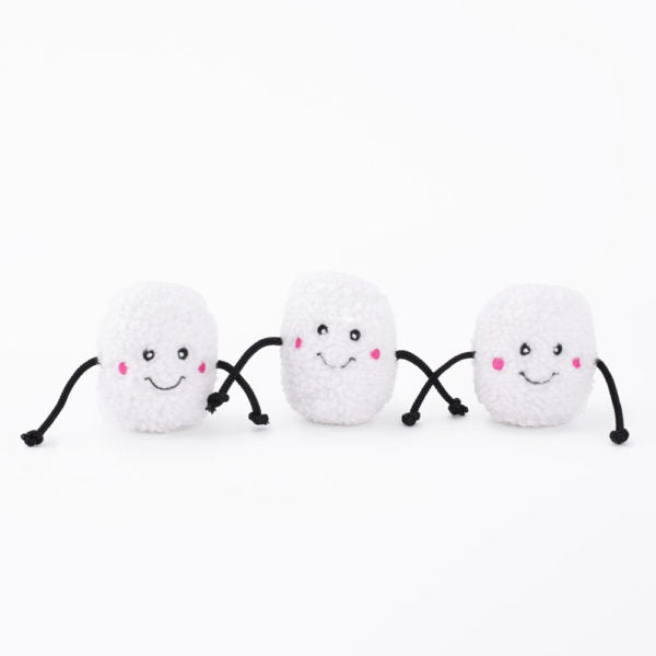 Zippy Paws Holiday Miniz Dog Toy, Marshmallows 3pk