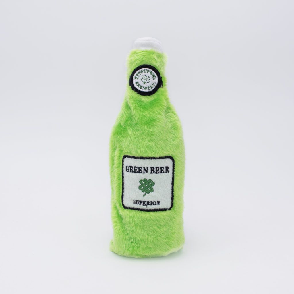 ZippyPaws St Patrick's Day 2026 Happy Hour Crusherz Plush Dog Toy, Green Beer