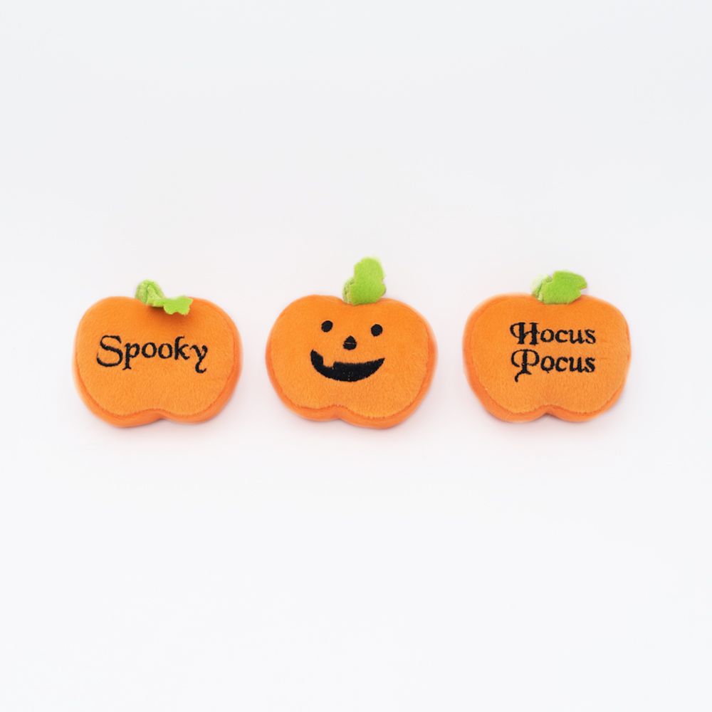 Zippy Paws Halloween 2025 Minz Pumpkins Plush Dog Toy, 3pk
