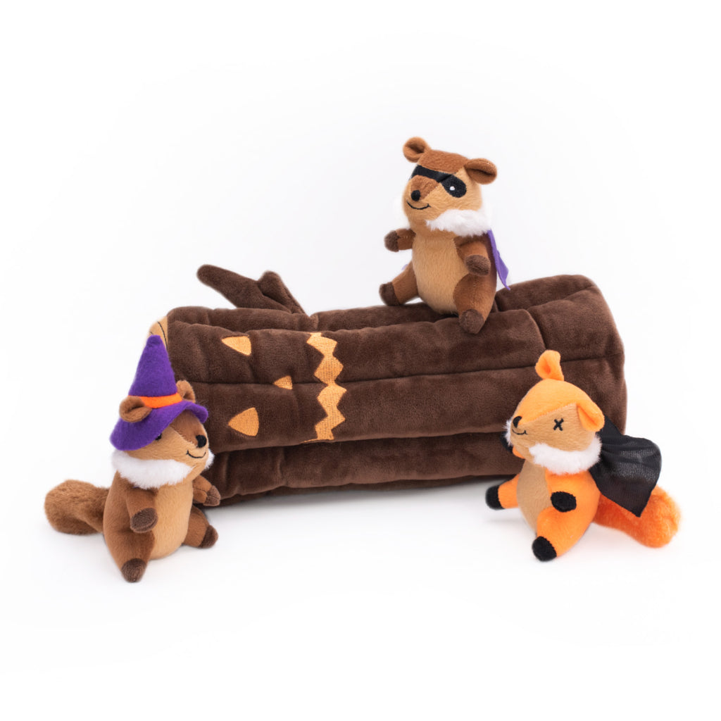 Zippy Paws Halloween 2025 Burrow Puzzle Plush Dog Toy, Haunted Log