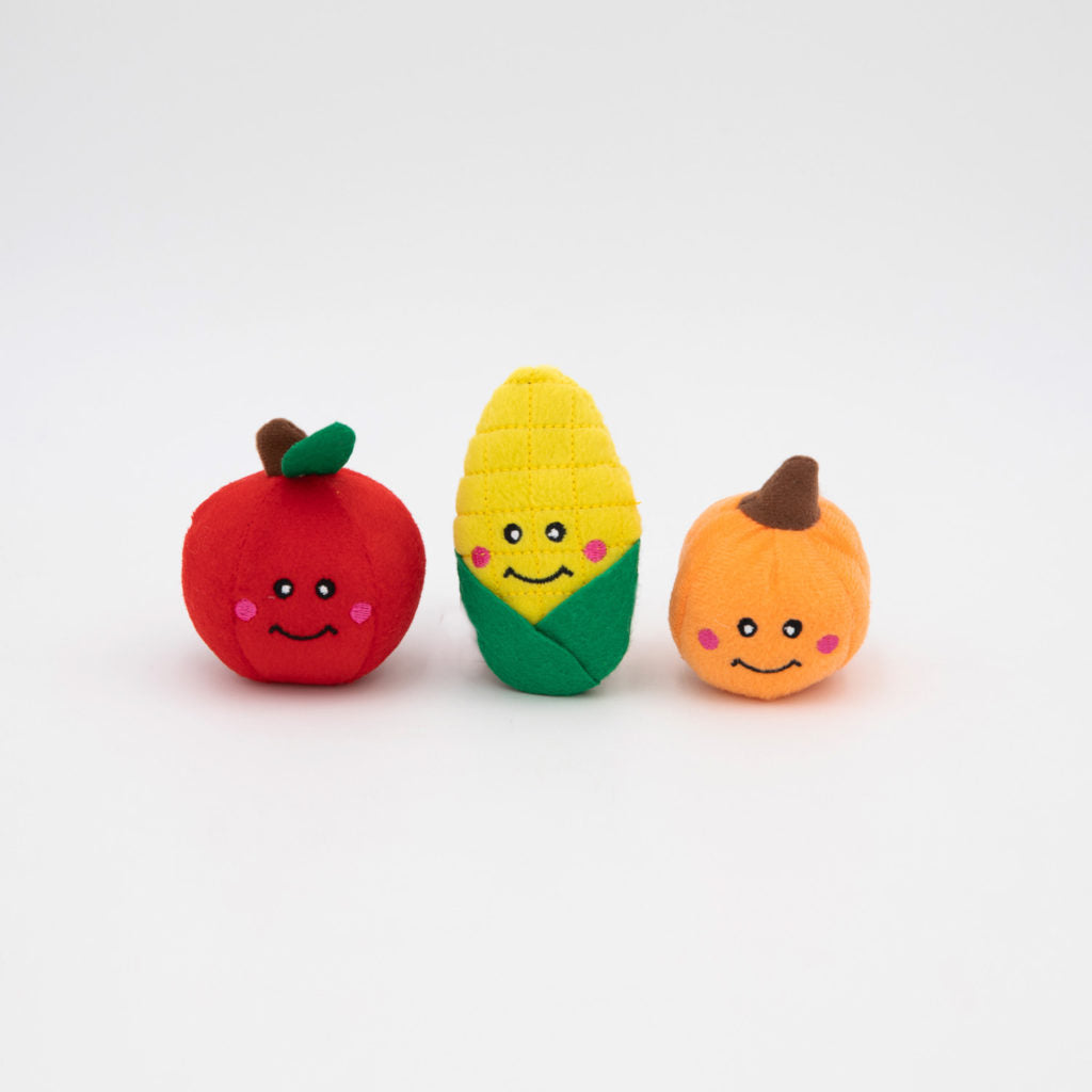 Zippy Paws Fall 2025 Minz Fall Harvest Plush Dog Toy, 3pk