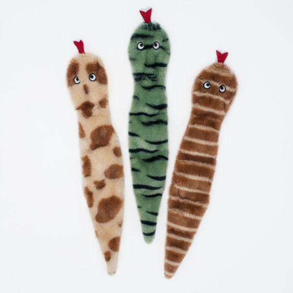 ZippyPaws Skinny Peltz Desert Snake Plush Dog Toy, Large 3pk