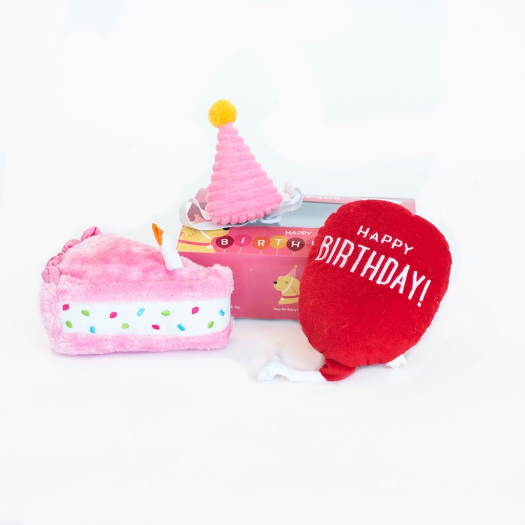 Zippy Paws Happy Birthday Box Plush Toy Set, Pink