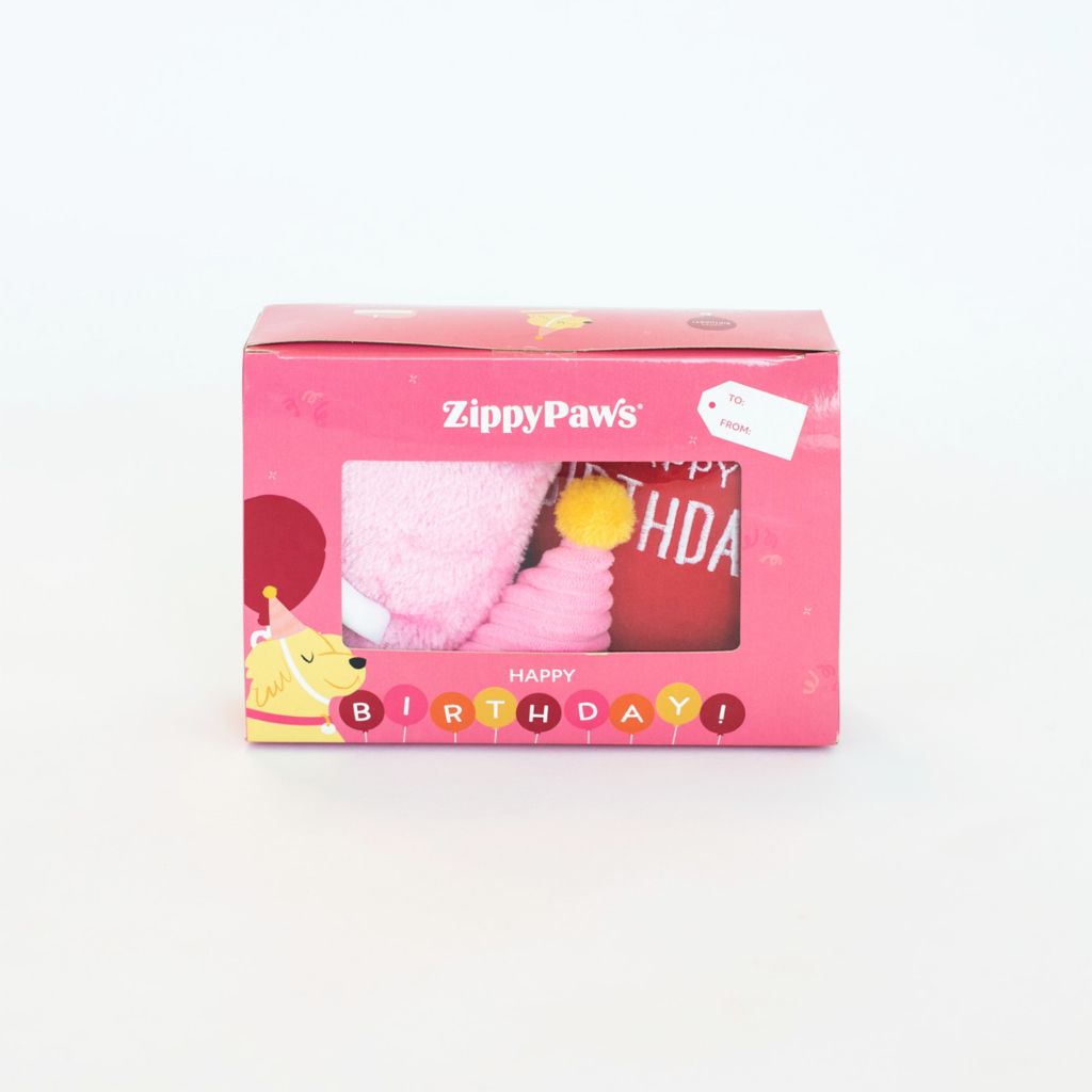 Zippy Paws Happy Birthday Box Plush Toy Set, Pink