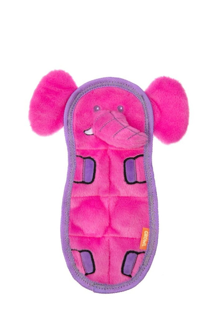 Growl Zoo Matz Plush Dog Toy, Pink Elephant