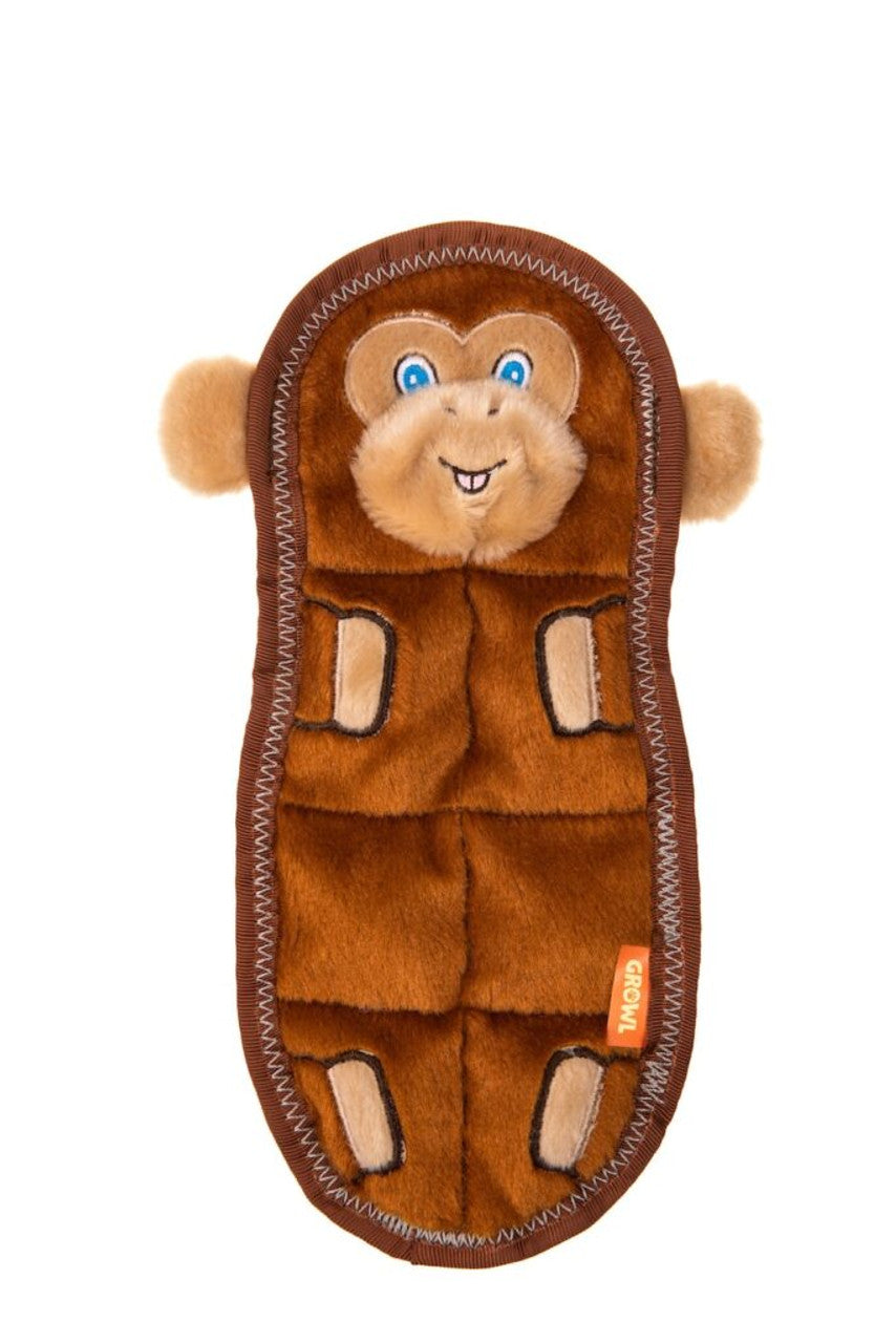 Growl Zoo Matz Plush Dog Toy, Brown Monkey