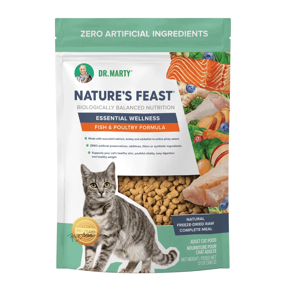 Dr Marty Nature's Feast Essential Wellness Fish & Poultry Formula Freeze Dried Cat Food