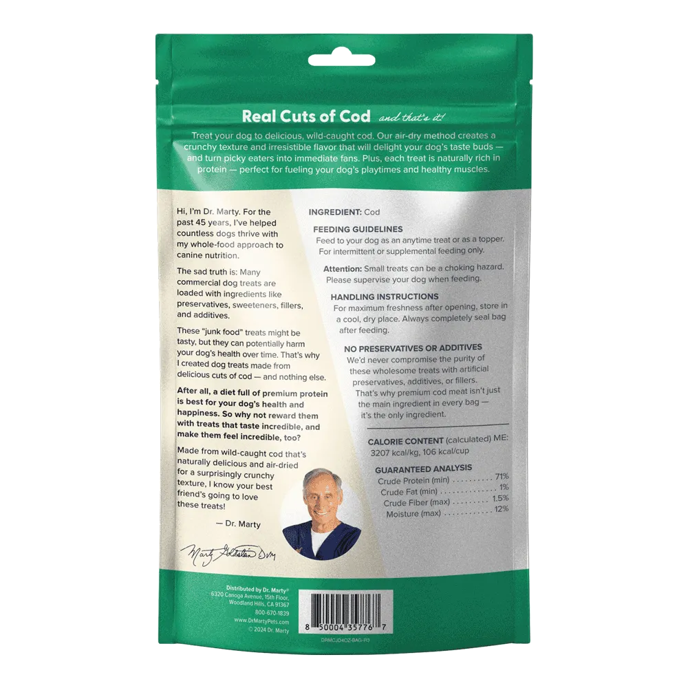 Dr Marty Cod Cracklers Air Dried Wild Caught Cod Dog Treats, 4oz