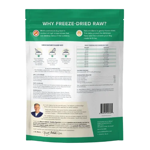 Dr Marty Nature's Blend Healthy Digestion Recipe Freeze Dried Dog Food