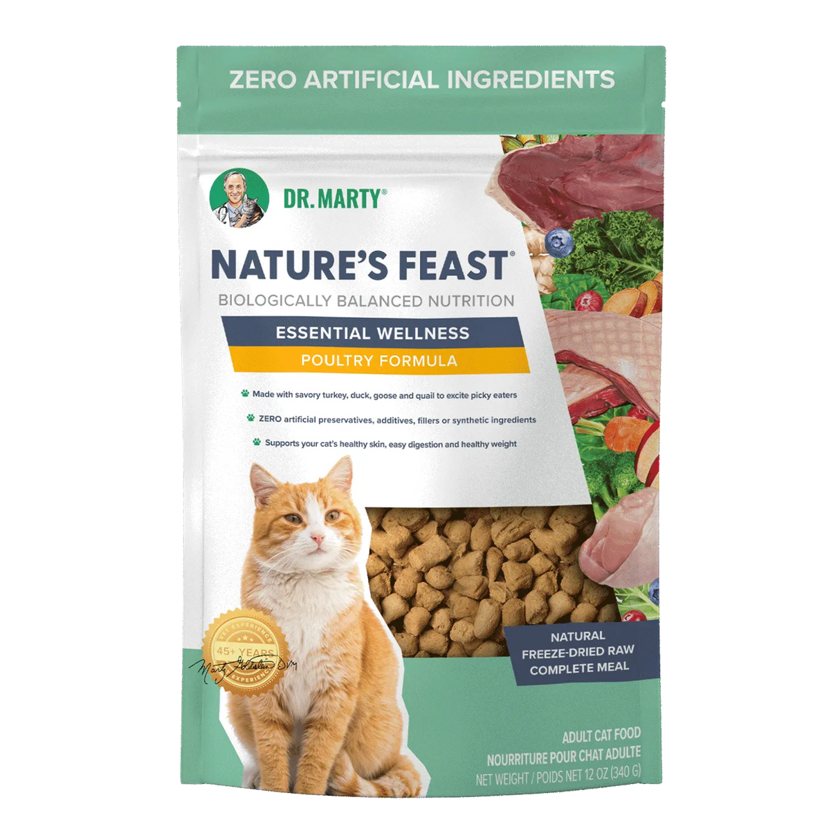 Dr Marty Nature's Feast Essential Wellness Poultry Formula Freeze Dried Cat Food