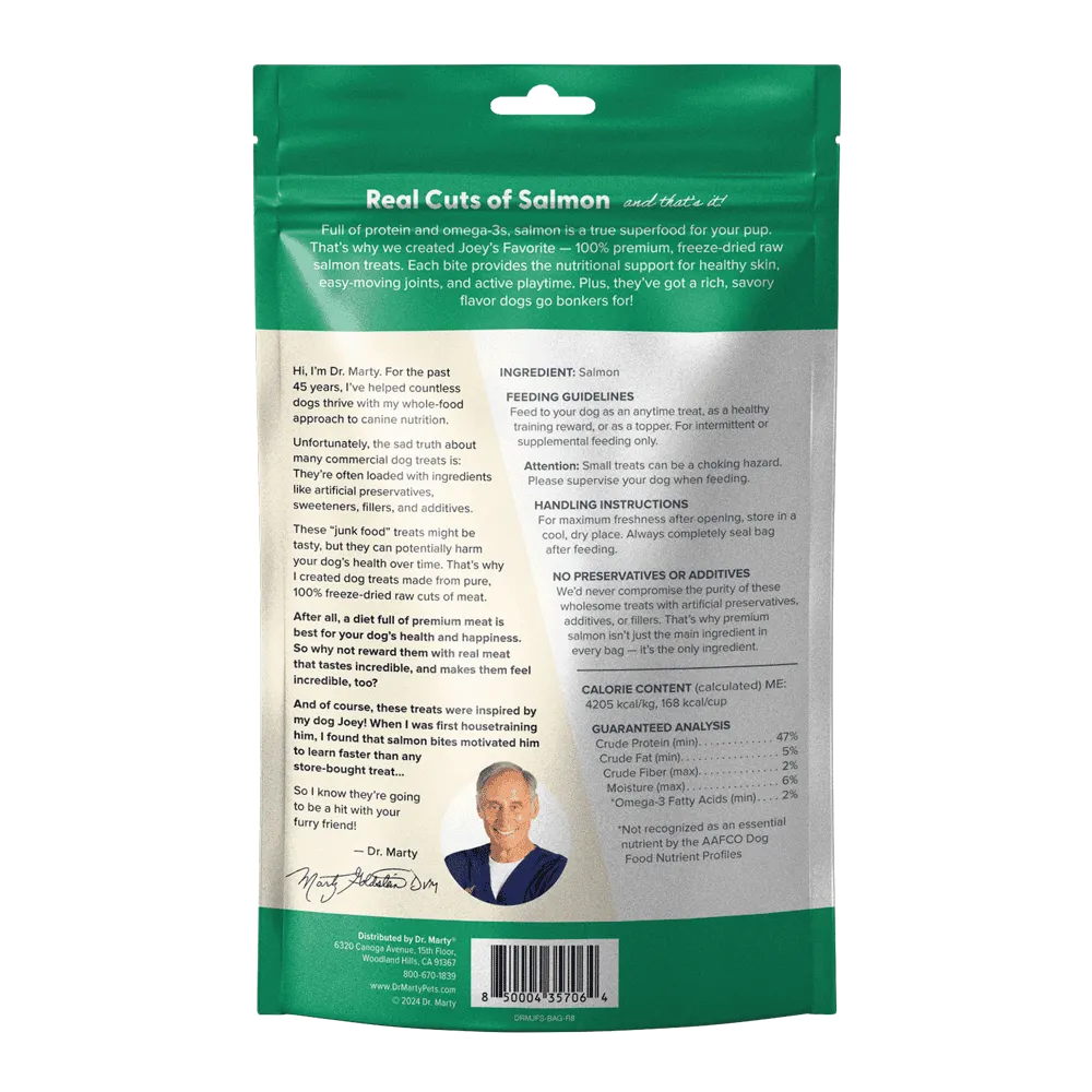 Dr Marty Joey's Favorite Freeze Dried Salmon Dog Treats, 4oz