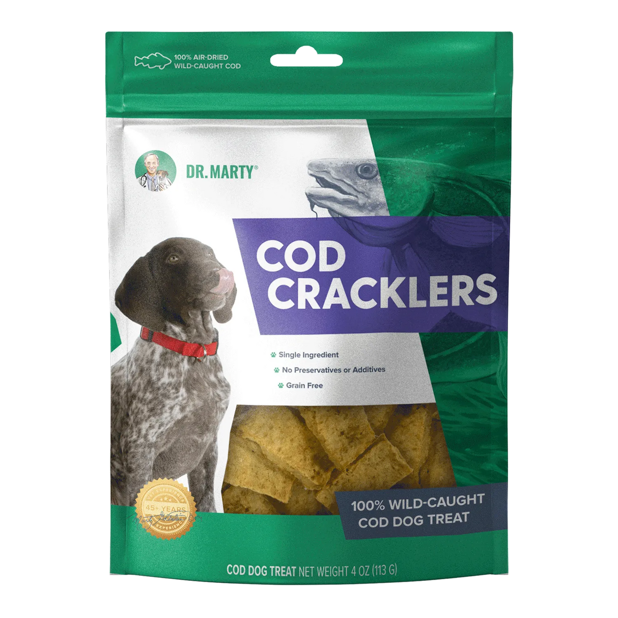 Dr Marty Cod Cracklers Air Dried Wild Caught Cod Dog Treats, 4oz