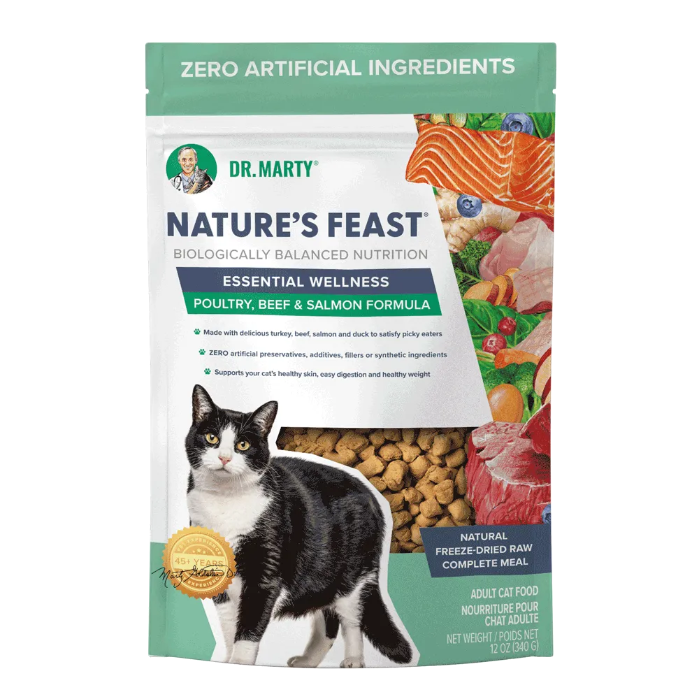 Dr Marty Nature's Feast Essential Wellness Poultry, Beef & Salmon Formula Freeze Dried Cat Food