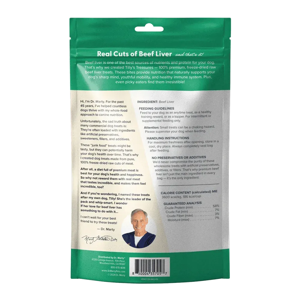 Dr Marty Tilly's Treasures Freeze Dried Beef Liver Dog Treats