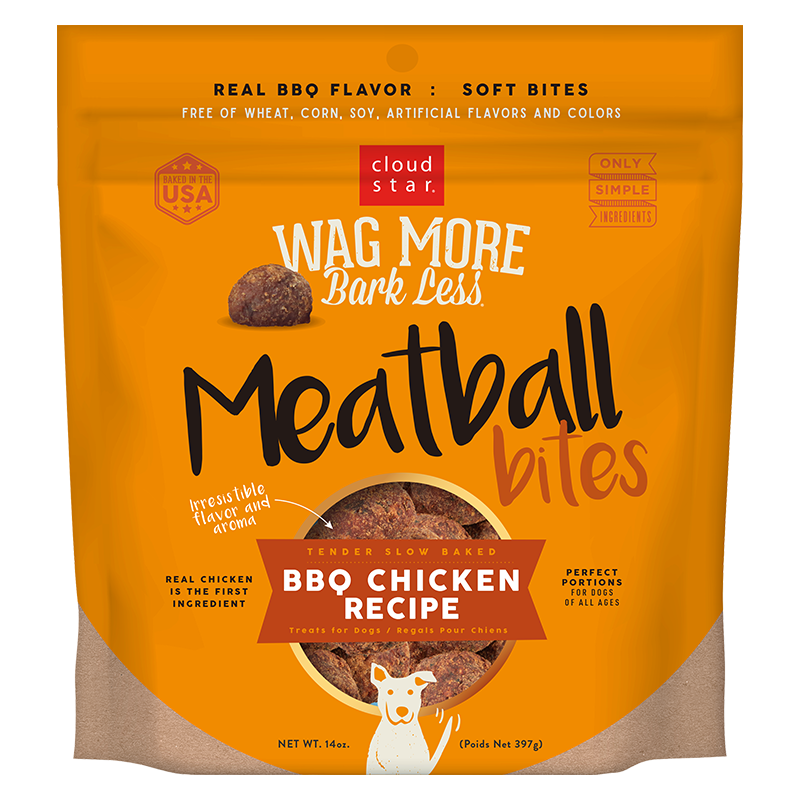 Cloud Star Wag More Bark Less Meat Balls Grain Free Soft & Chewy Dog Treats with Chicken, 14oz