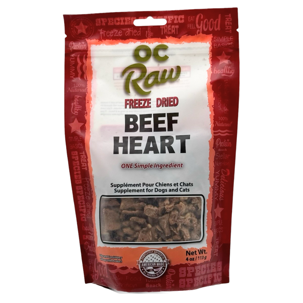 OC Raw Beef Hearts Freeze Dried Dog & Cat Treats, 4oz