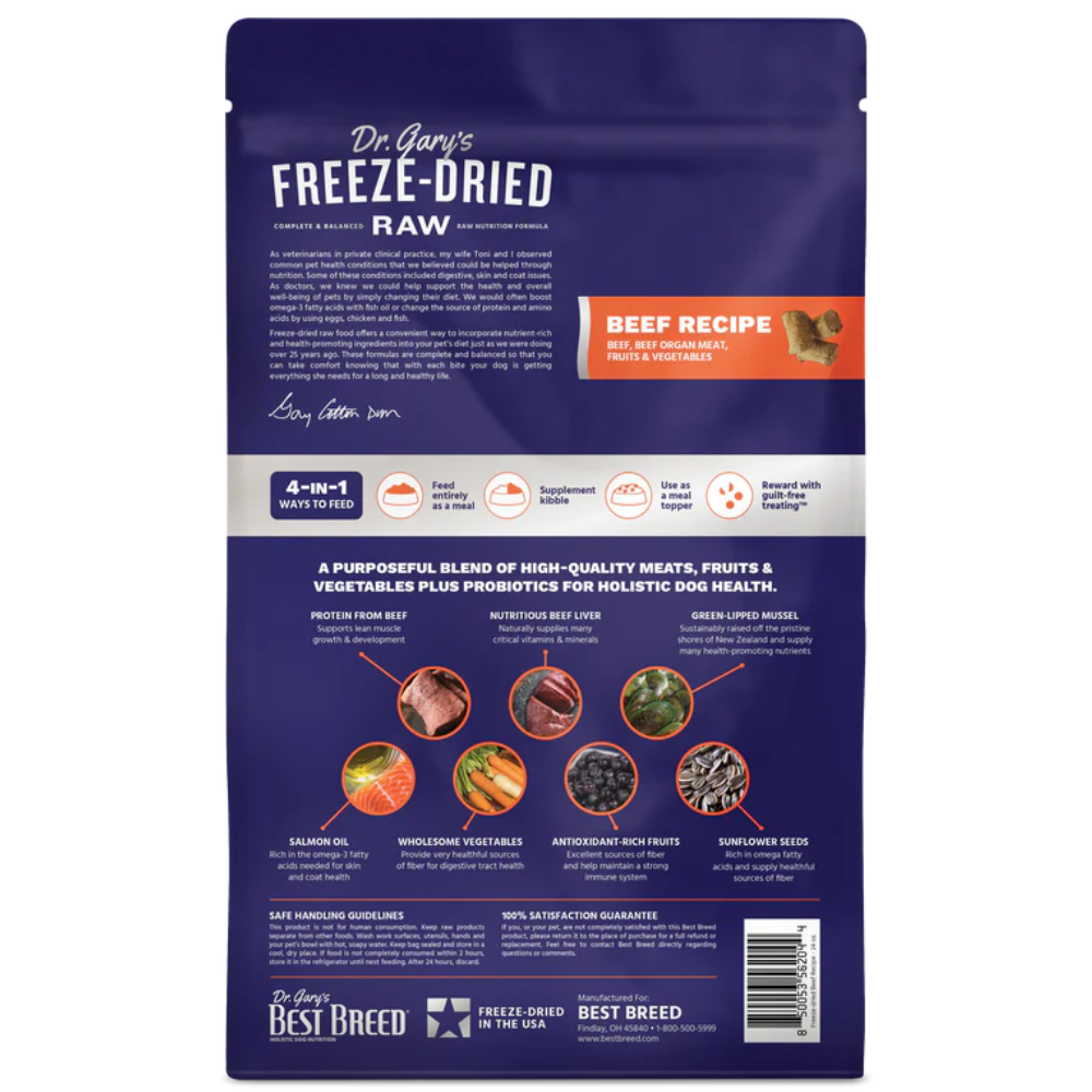 Dr Gary's Best Breed Beef Recipe Freeze Dried Dog Food