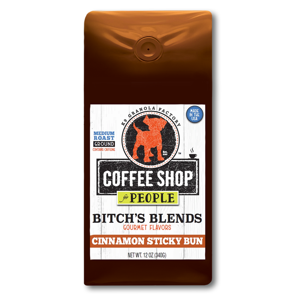 K9 Granola Factory Donut Shop Bitch's Blend Coffee For People, Cinnamon Sticky Bun