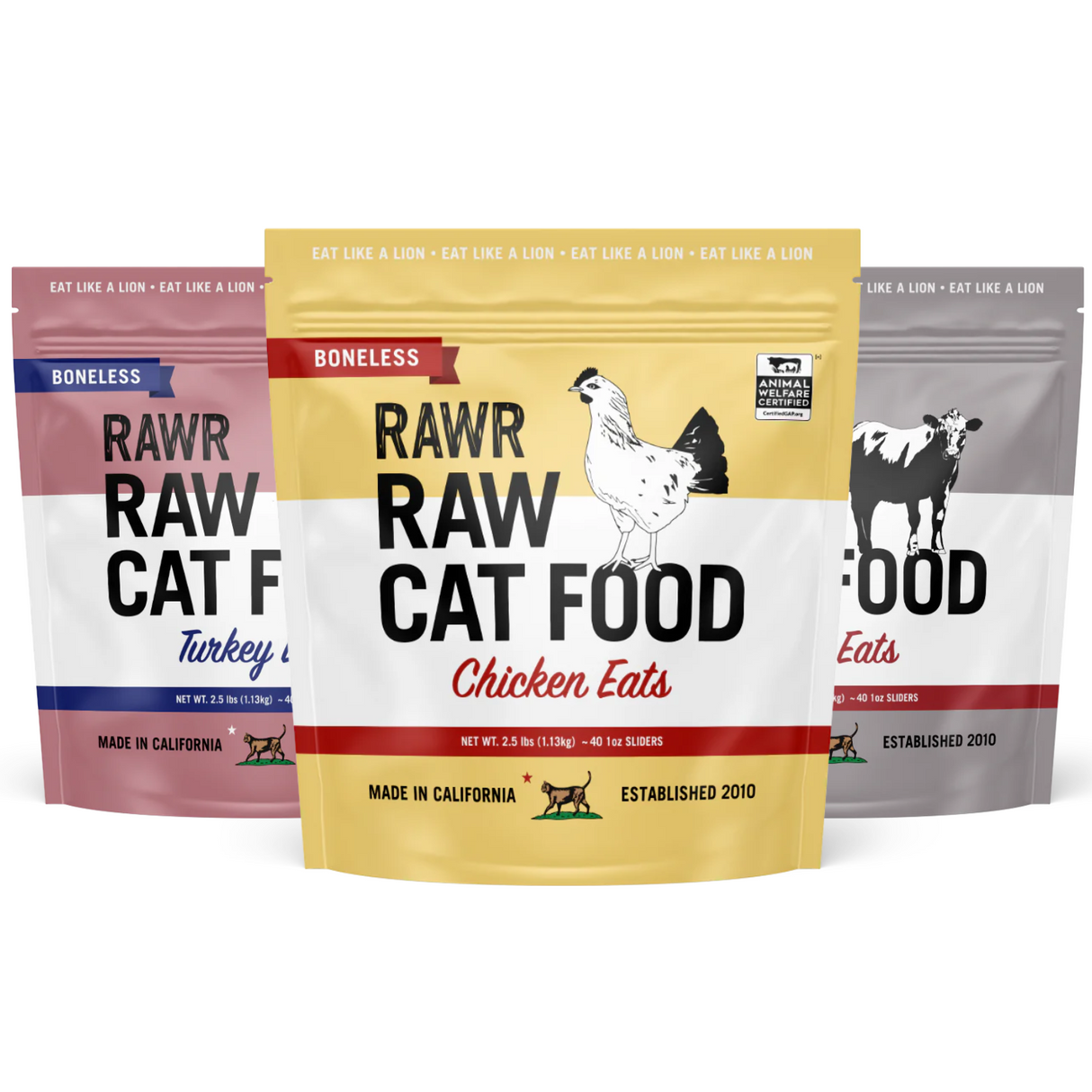 RAWR Boneless Raw Frozen Complete & Balanced Cat Food, 2.5lb