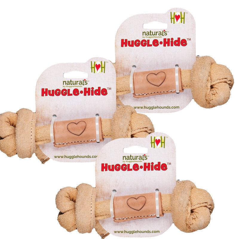 HuggleHounds HuggleHide Durable All Natural Leather Bone Dog Toy