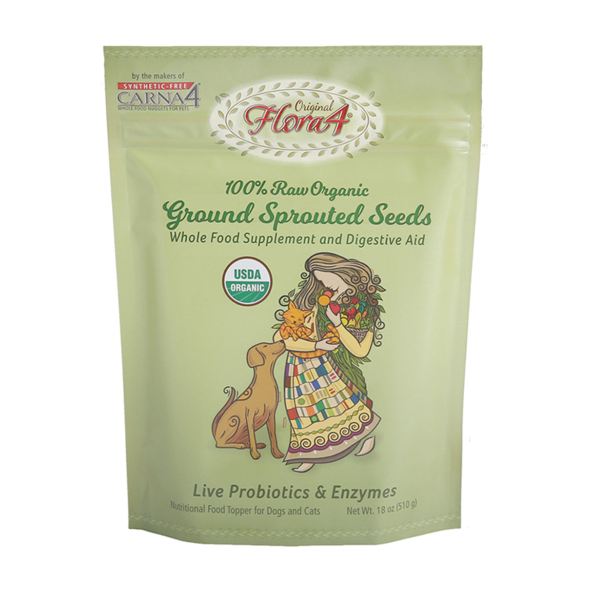 Carna4 Flora4 Ground Sprouted Seeds Food Topper For Dogs & Cats