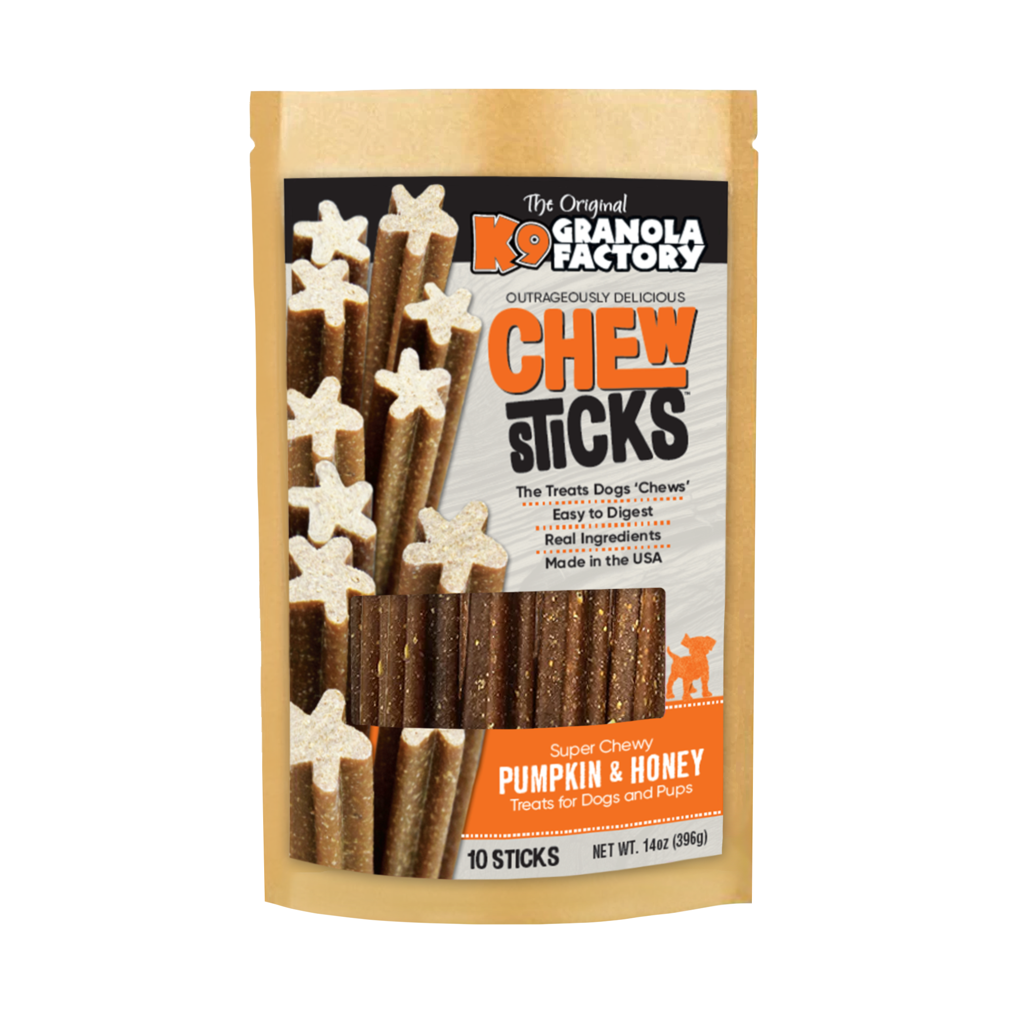 K9 Granola Factory Chew Sticks Dog Treats, Pumpkin & Honey 10ct