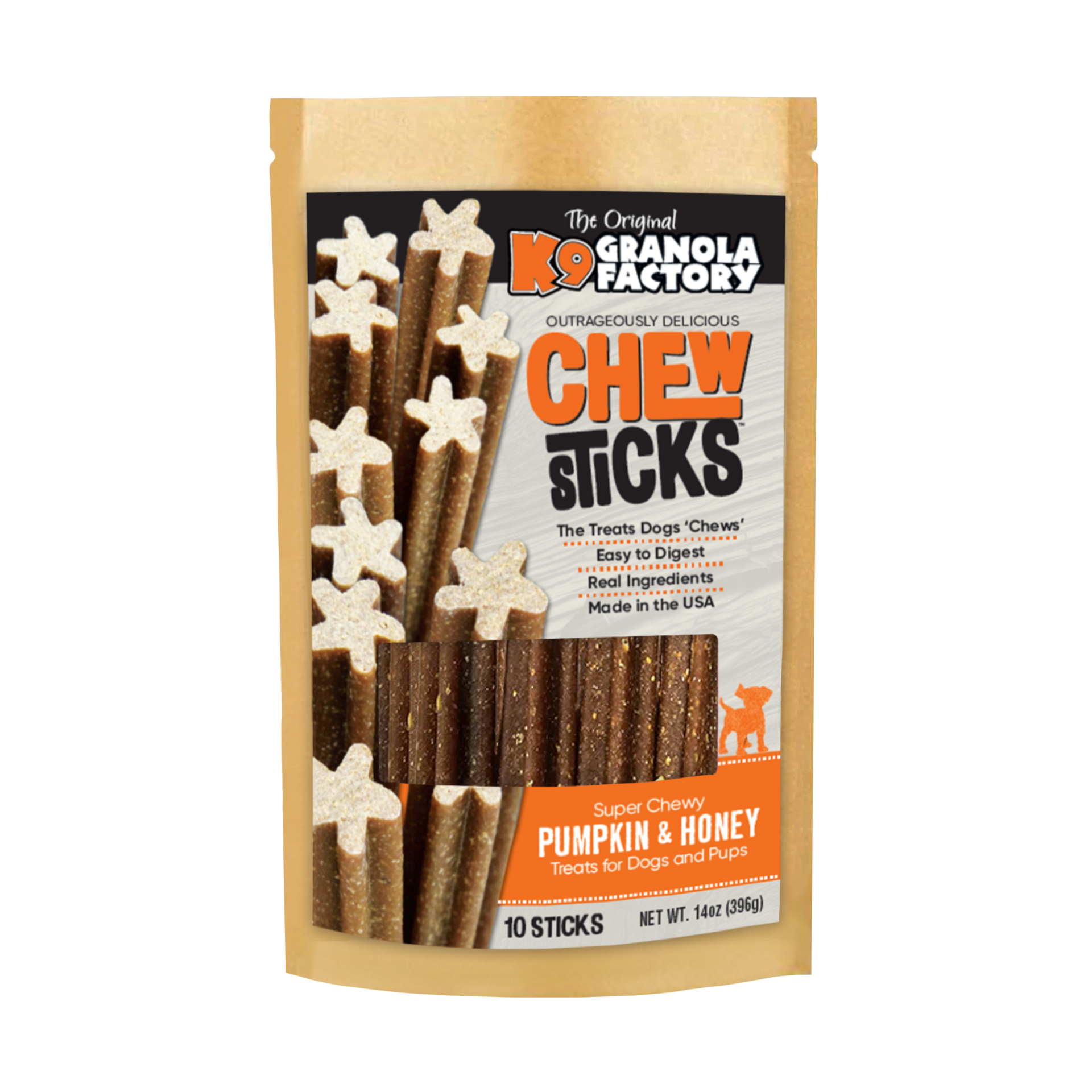 K9 Granola Factory Chew Sticks Dog Treats, Pumpkin & Honey – White