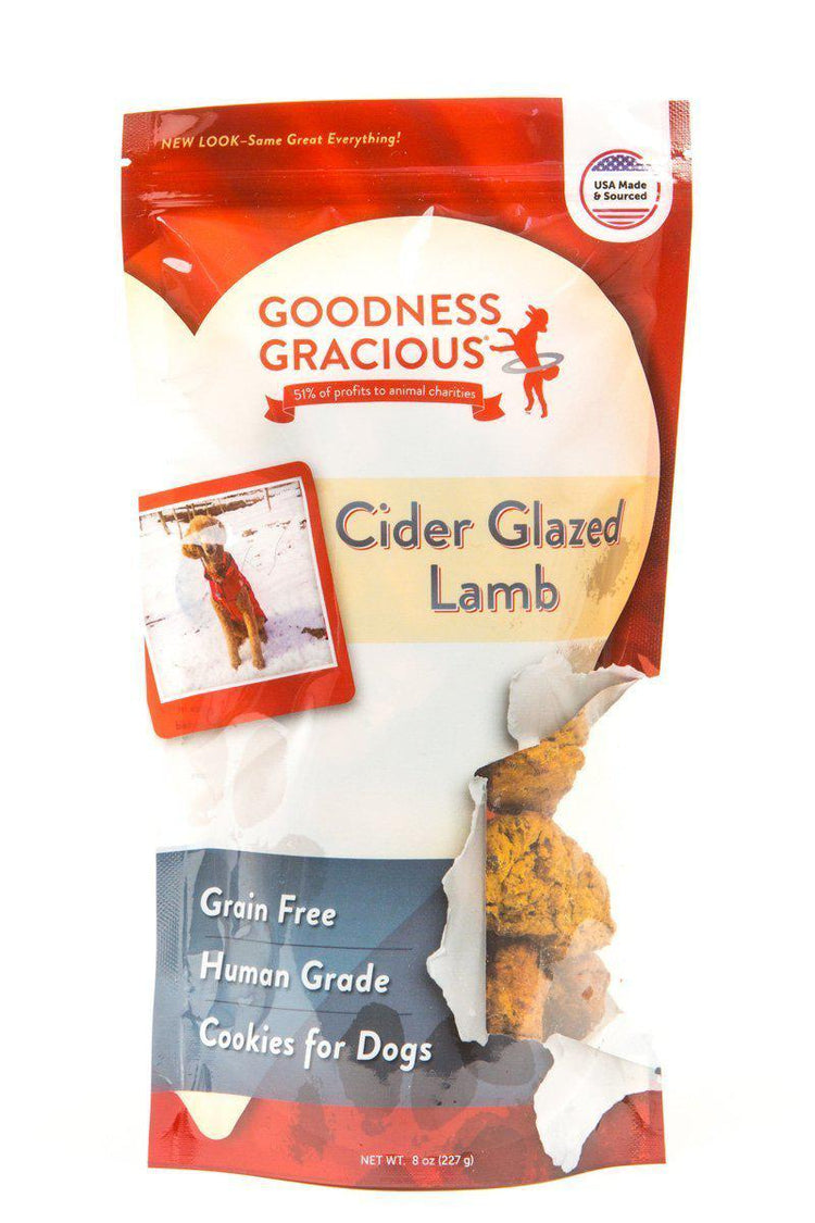 Goodness Gracious Human Grade Cider Glazed Lamb Biscuits Dog Treats, 8oz bag