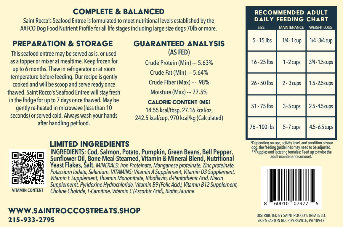 Saint Rocco's Gently Cooked Frozen Dog Food Entrees, 12/1lb