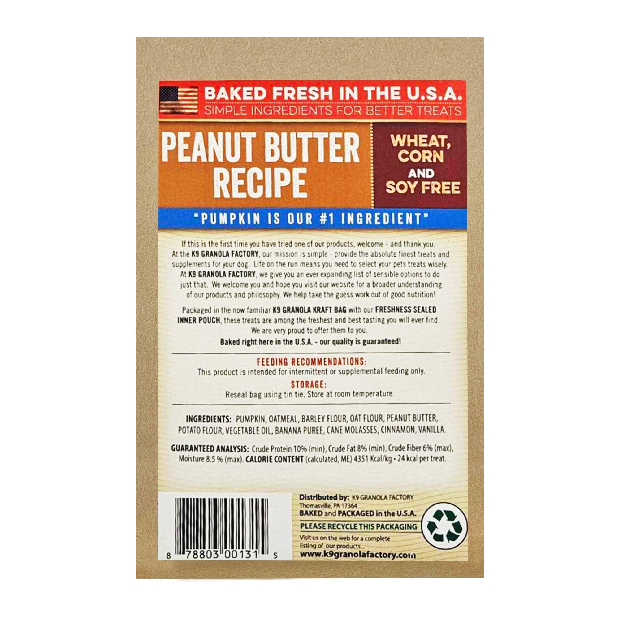 K9 Granola Factory Pumpkin Crunchers Dog Treats, Peanut Butter