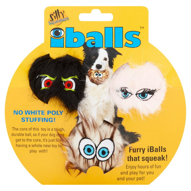 Tuffy Silly Squeaker iBalls Durable Plush Dog Toy, 3pk