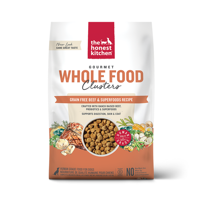 The Honest Kitchen Gourmet Grain Free Whole Food Clusters Beef & Superfoods Recipe Dry Dog Food