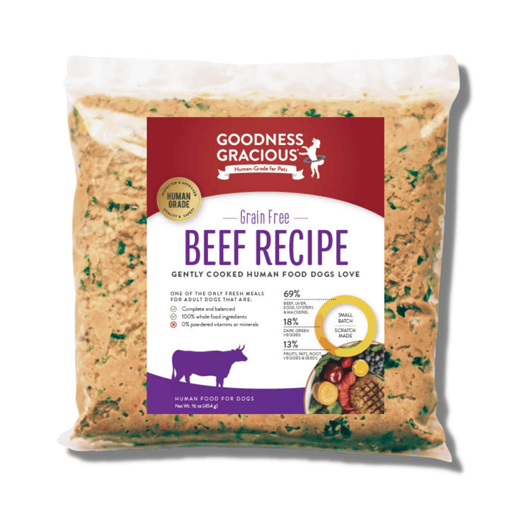 Goodness Gracious Human Grade Synthetic Free Beef Recipe Gently Cooked Frozen Dog Food, 12ct/12lb Case