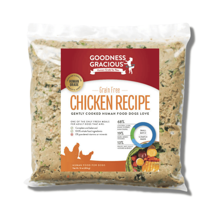 Goodness Gracious Human Grade Synthetic Free Chicken Recipe Gently Cooked Frozen Dog Food, 12ct/12lb Case