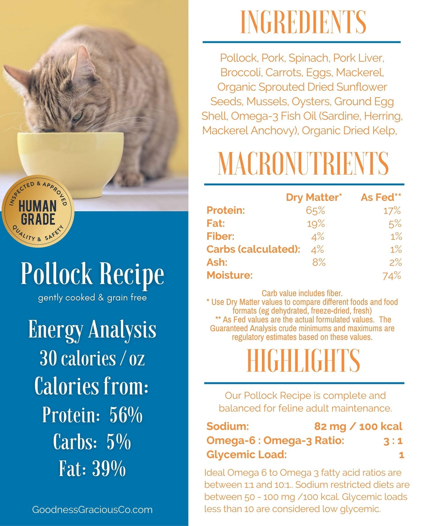 Guaranteed analysis outlet cat food