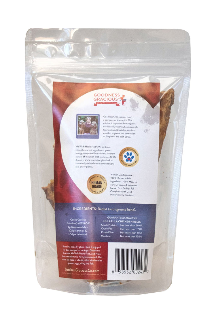 Goodness Gracious Human Grade Rabbit Nibbles Jerky Dog Treats, 3oz bag
