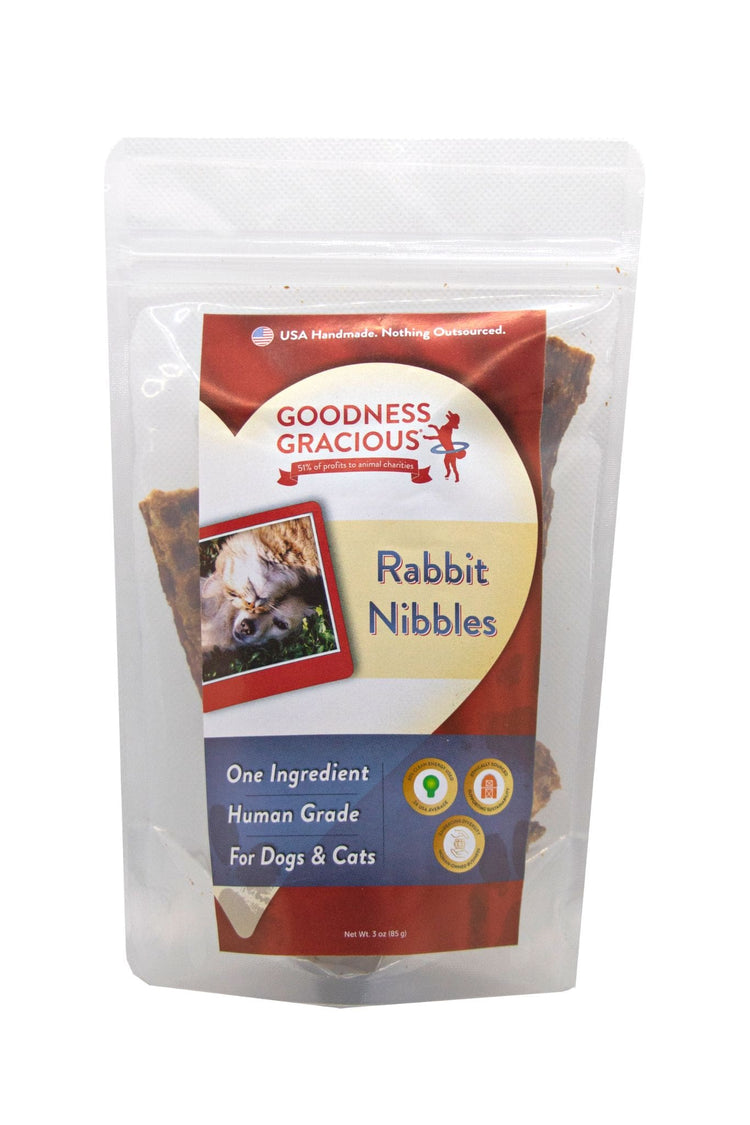 Goodness Gracious Human Grade Rabbit Nibbles Jerky Dog Treats, 3oz bag