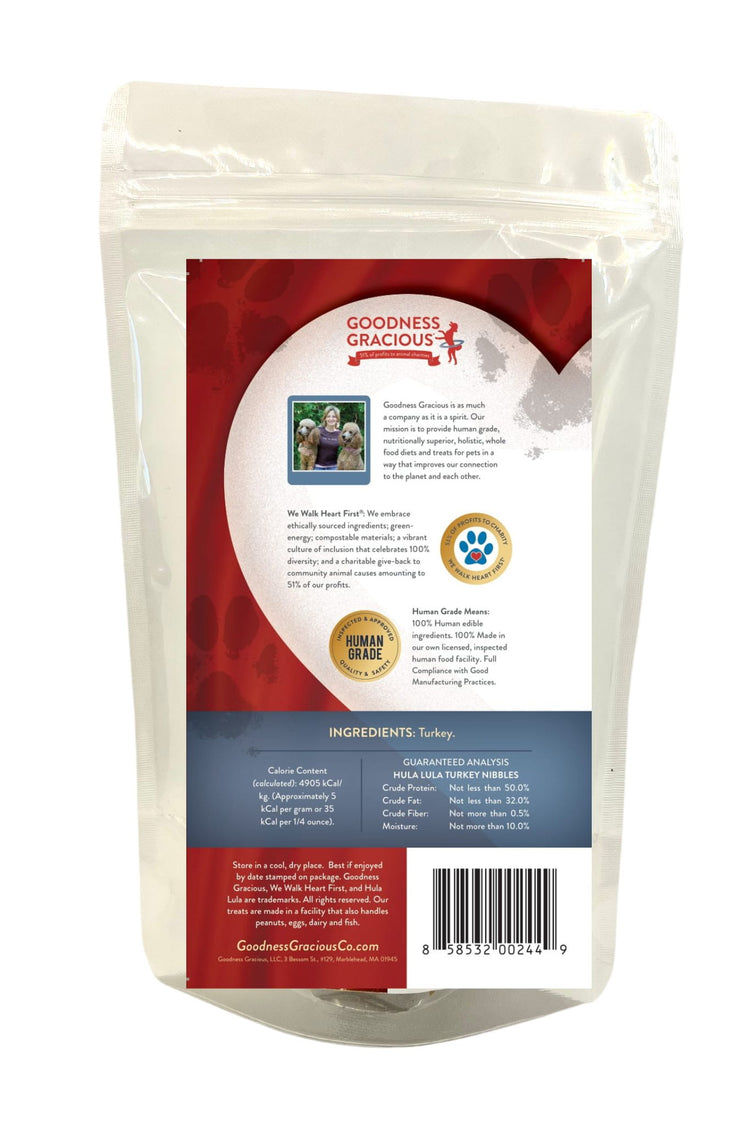 Goodness Gracious Human Grade Turkey Nibbles Jerky Dog Treats, 3oz bag