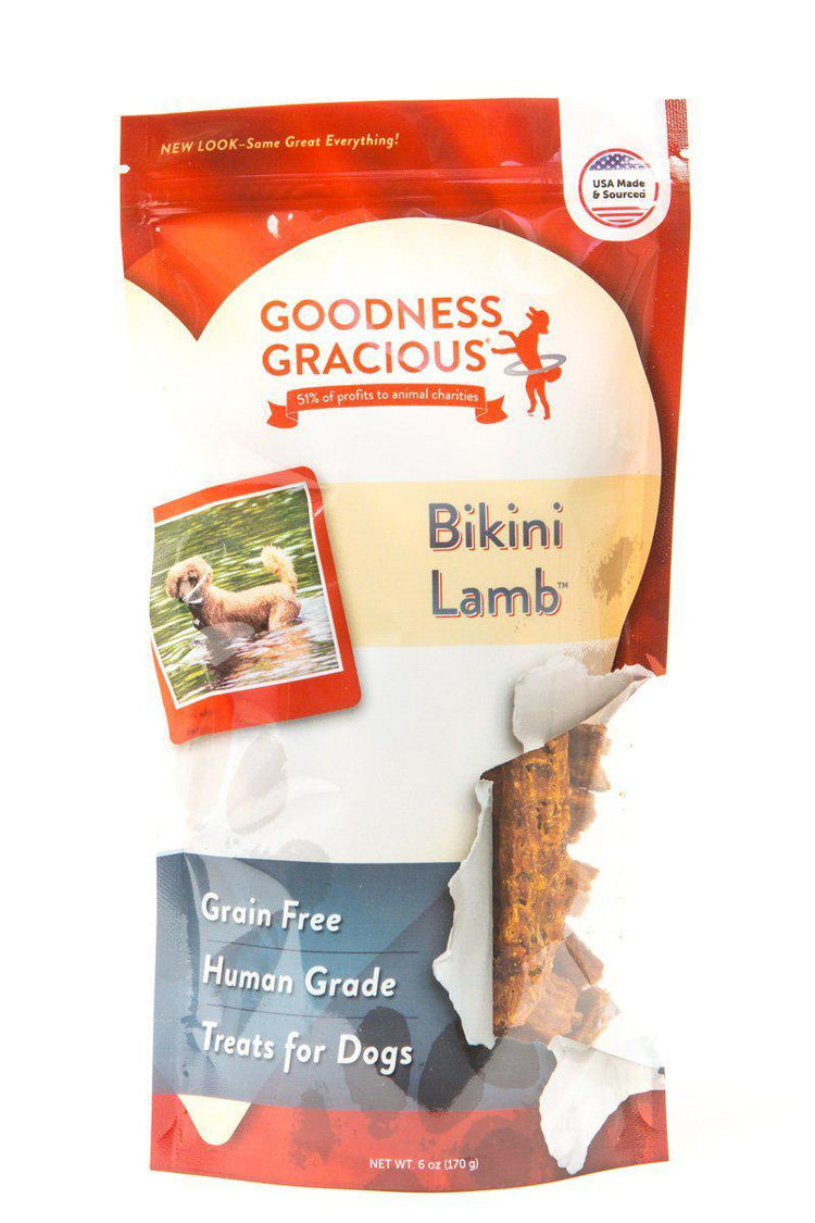 Goodness Gracious Human Grade Bikini Lamb & Sweet Potato Jerky Dog Treats, 6oz bag