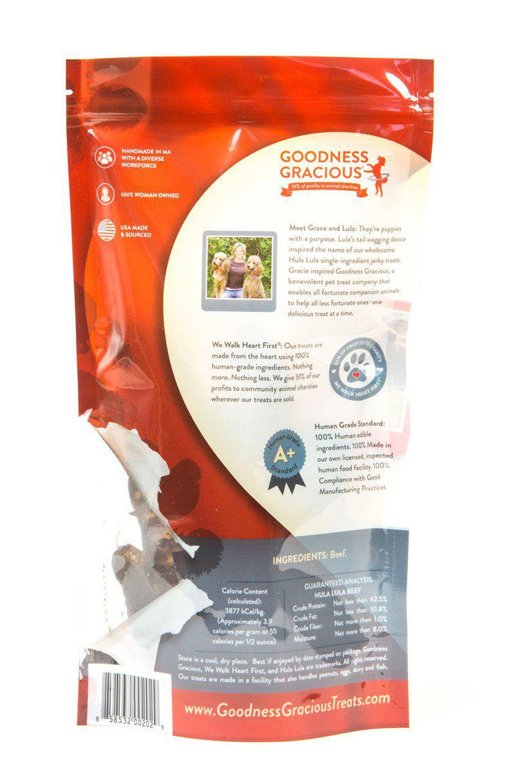 Goodness Gracious Hula Lula Human Grade Beef Jerky Dog Treats, 4 oz bag