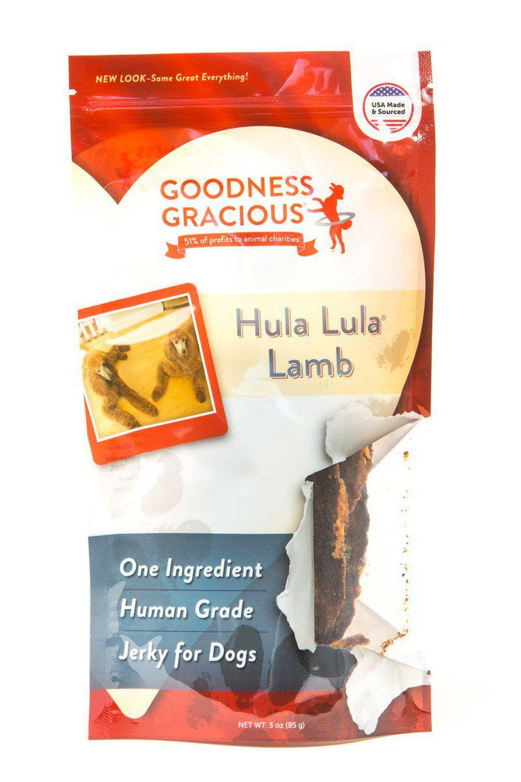 Goodness Gracious Hula Lula Human Grade Lamb Jerky Dog Treats, 3 oz bag