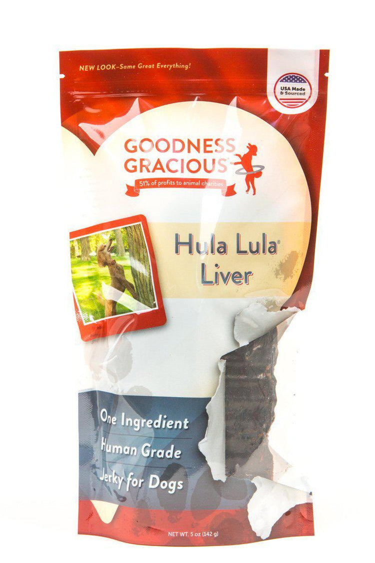 Goodness Gracious Hula Lula Human Grade Beef Liver Jerky Dog Treats, 5oz bag