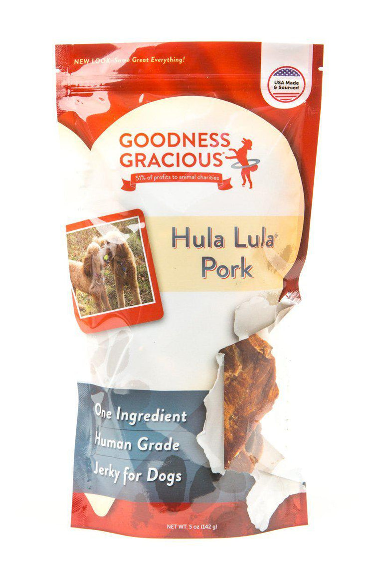 Goodness Gracious Hula Lula Human Grade Pork Jerky Dog Treats, 5oz bag
