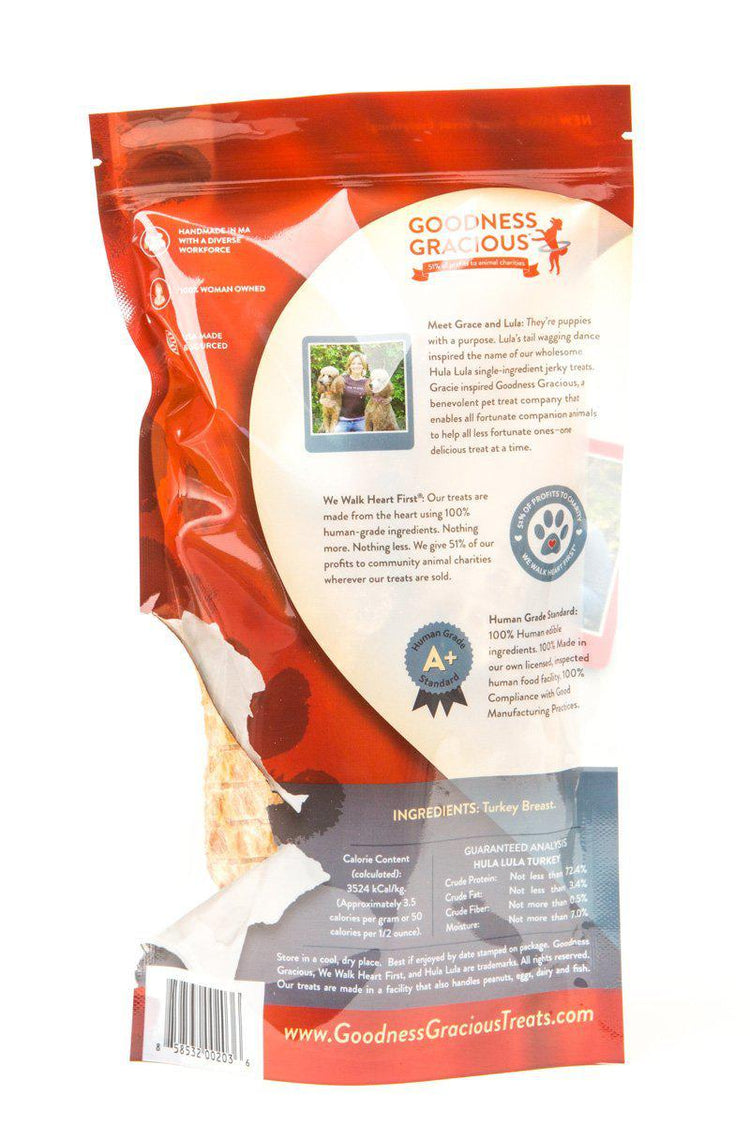 Goodness Gracious Hula Lula Human Grade Turkey Jerky Dog Treats, 5oz bag