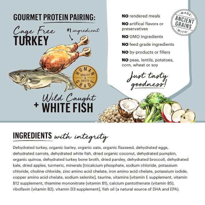 The Honest Kitchen Gourmet Grains Turkey & Whitefish Recipe Dehydrated Dog Food, 4lb